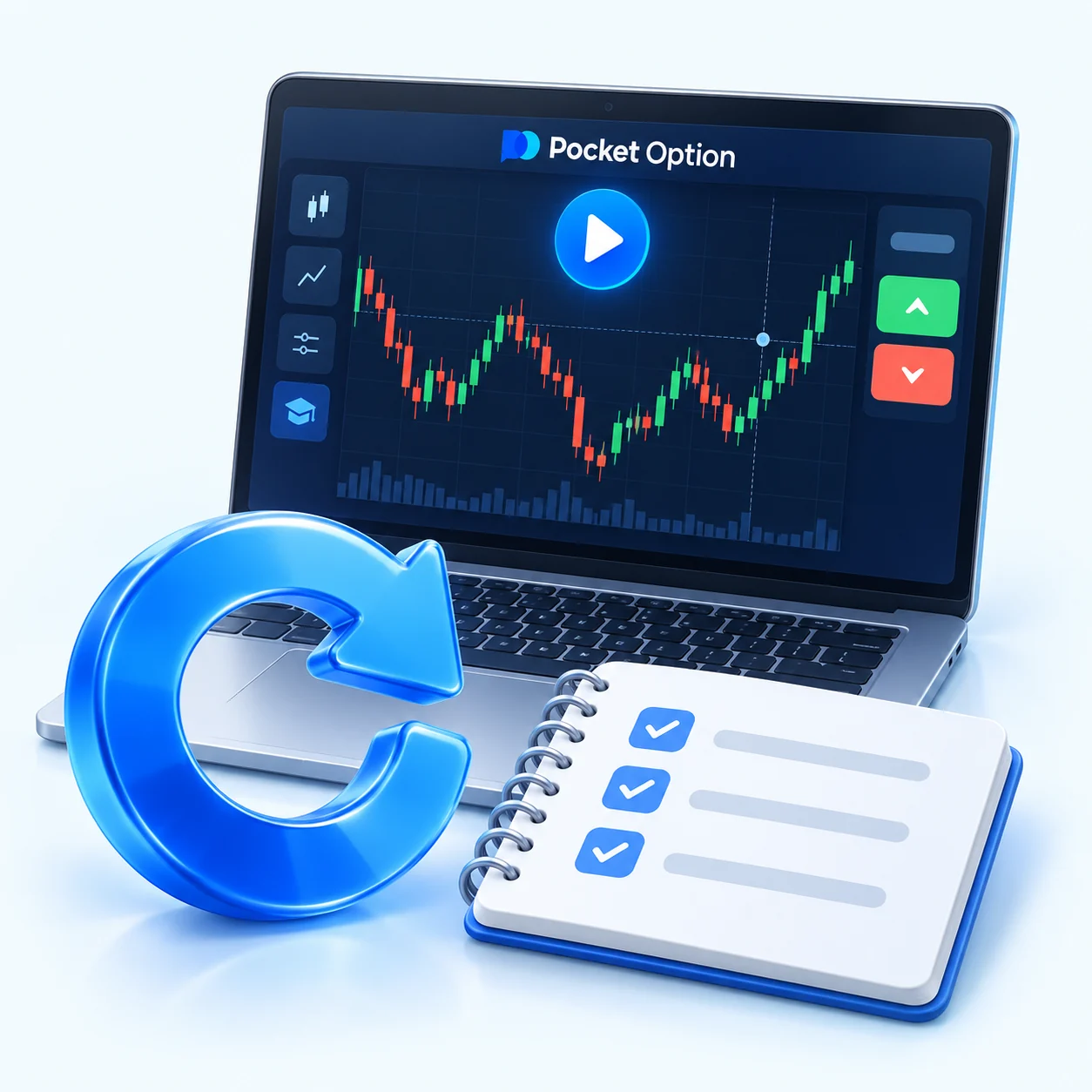 Демо Pocket Option: учебный график и журнал практики